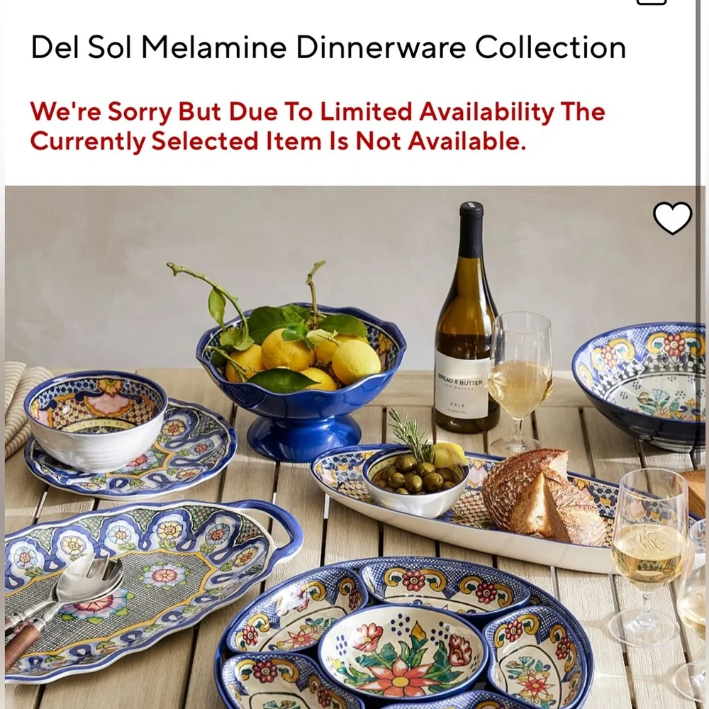 New Set of Four Pottery Barn Del Sol Melamine Salad Plates, Blue Multi, 9”D #1